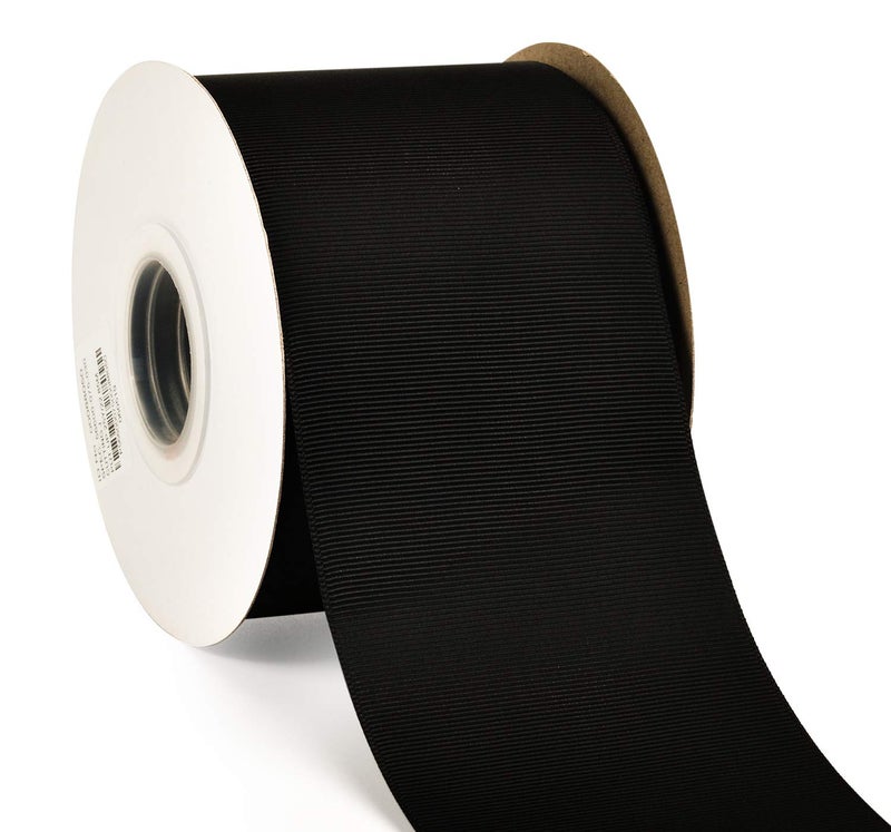 YAMA 3 inch Solid Grosgrain Ribbon Roll - 25 Yards for Gift Wrapping Ribbons, Black - Image 1